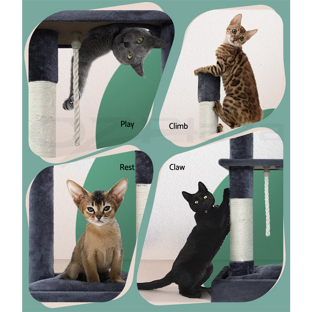 I.Pet Cat Tree Tower Scratching Post Scratcher Wood Condo Bed Toys Play Ladder