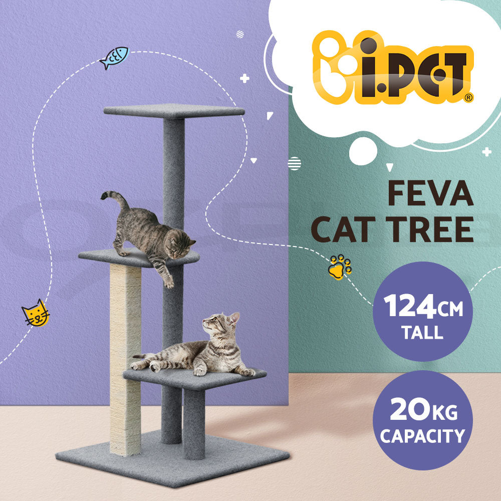 I.Pet Cat Tree Tower Scratching Post Scratcher Wood Condo Bed Toys Play Ladder