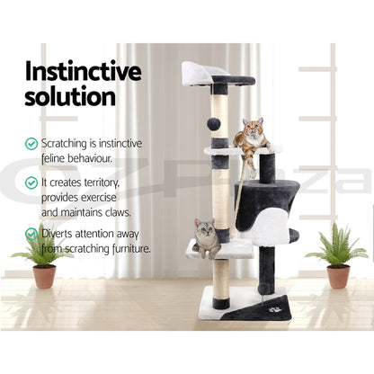 I.Pet Cat Tree Tower Scratching Post Scratcher Wood Condo Bed Toys Play Ladder
