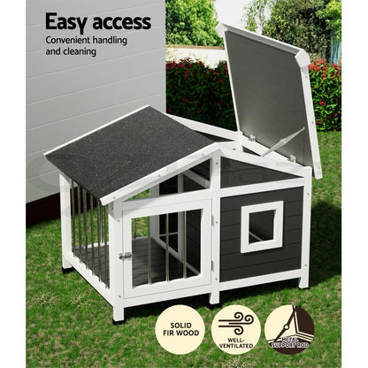 I.Pet Dog Kennel House Large Wooden Outdoor Pet Kennels Indoor Puppy Cabin Home