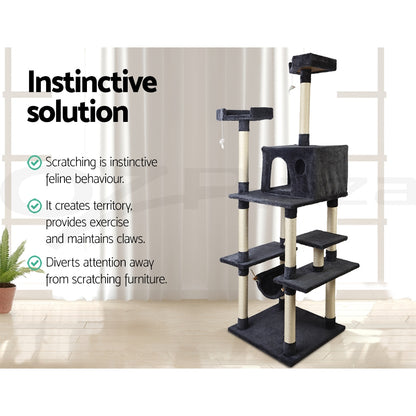 I.Pet Cat Tree Tower Scratching Post Wood Scratcher Condo Toys Trees Bed Large