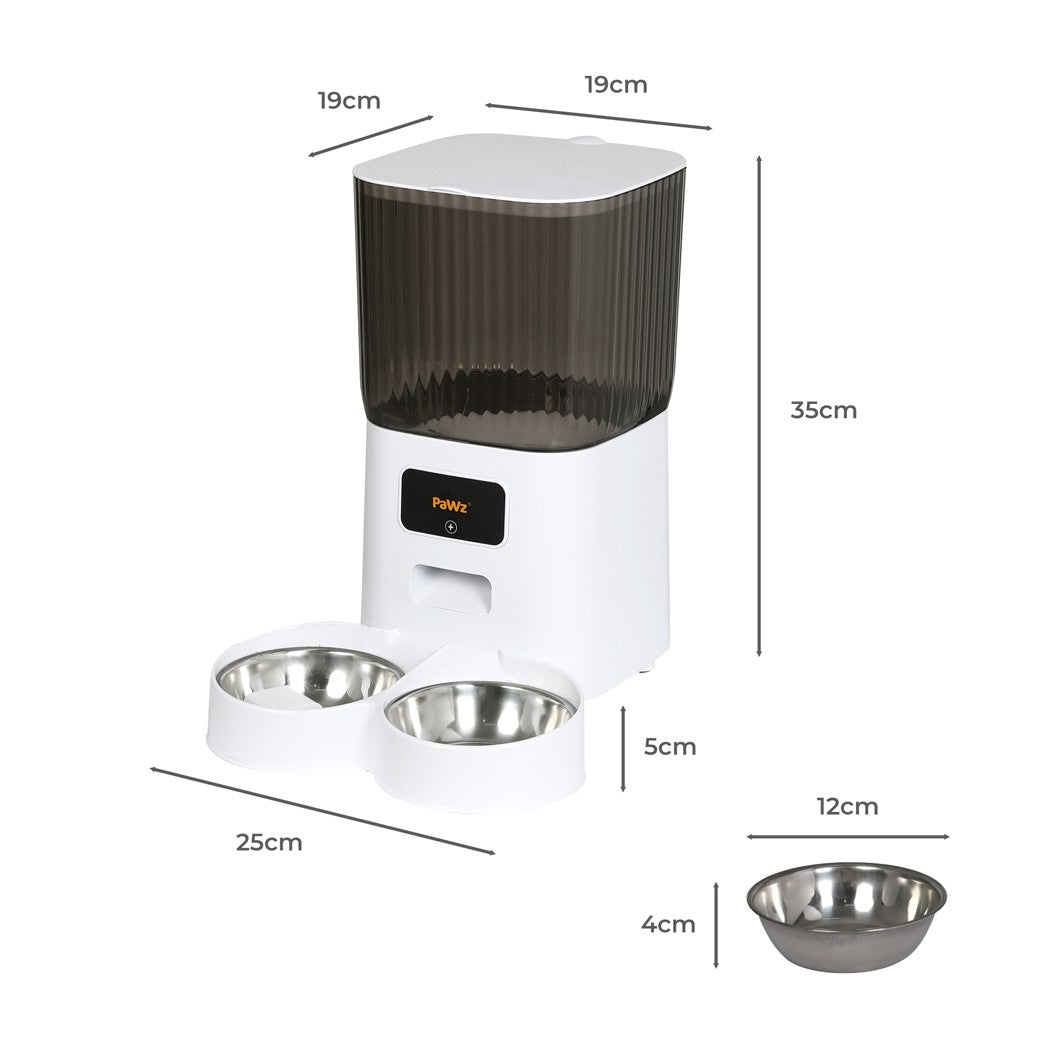 Pawz 5L Automatic Pet Feeder with Dual Bowls for Dogs and Cats - Smart Food Dispenser with Timer