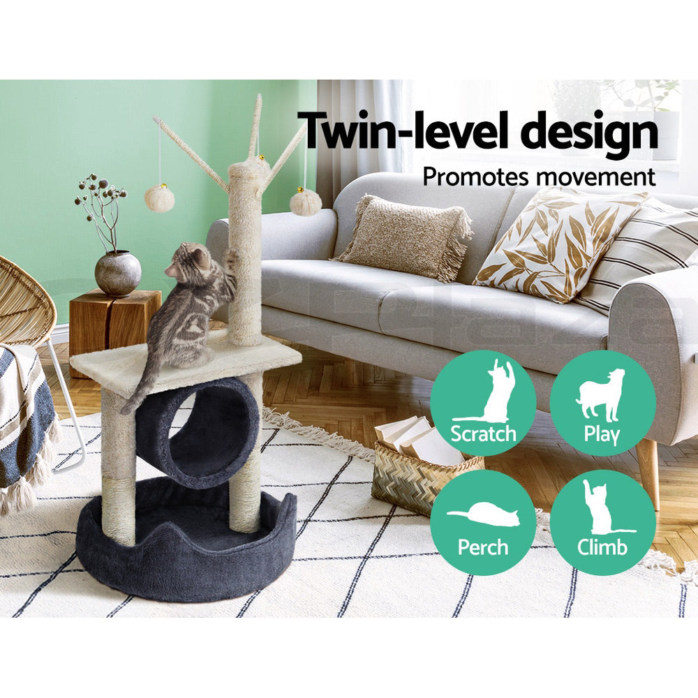 I.Pet Cat Tree Tower Scratching Post Scratcher Wood Condo Bed Toys Play Ladder
