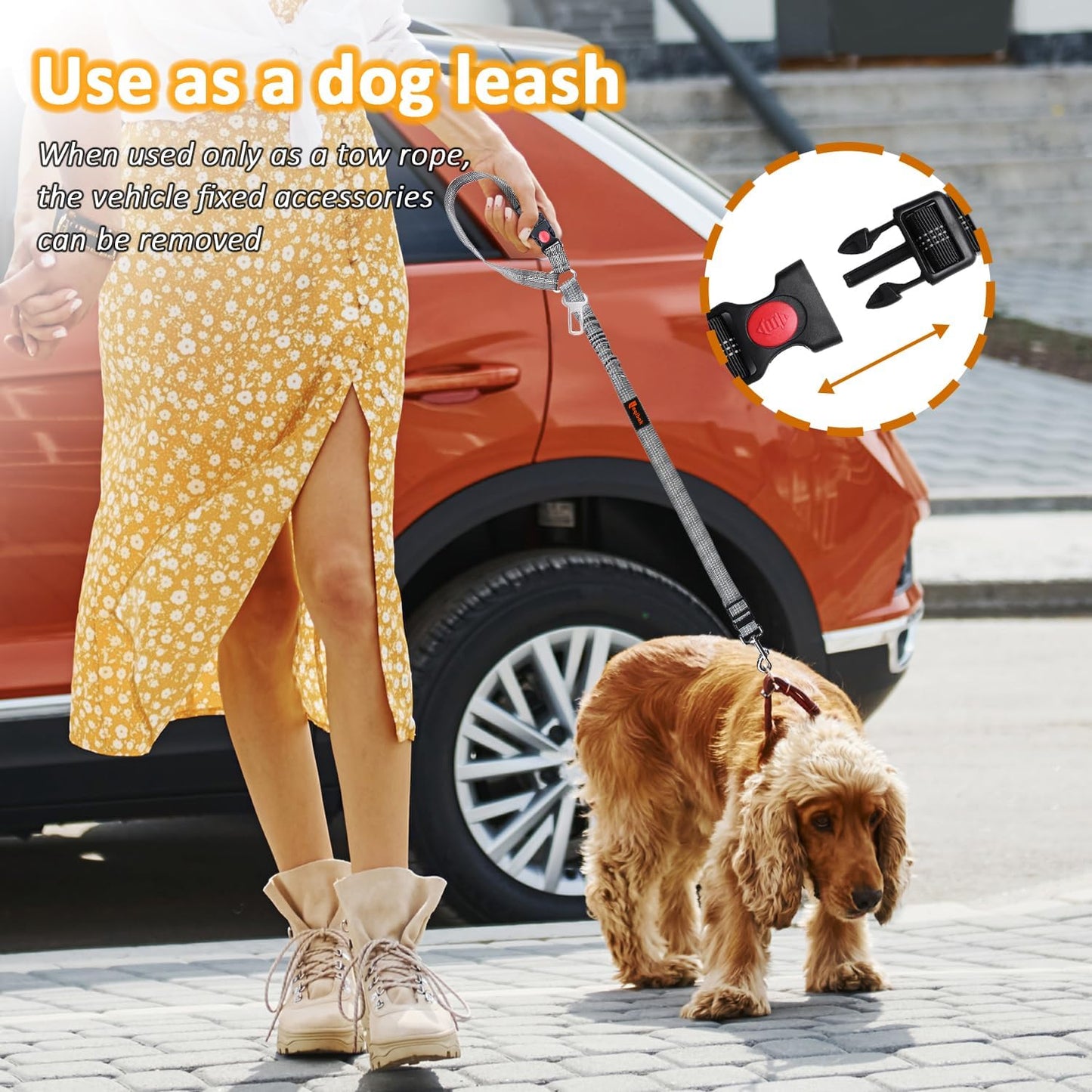 Removable Dog Seat Belt Harness for Car, 3 in 1 Pet Seatbelt Leash