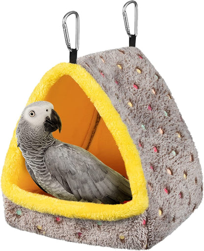 Large Winter Warm Bird Nest House, Comfortable Bird Bed for Cage with Mat, Hanging Hammock Shed Hideaway Hut for Macaws African Grey Amazon Parrots