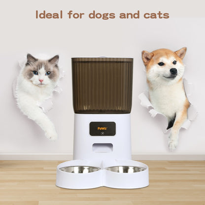 Pawz 5L Automatic Pet Feeder with Dual Bowls for Dogs and Cats - Smart Food Dispenser with Timer
