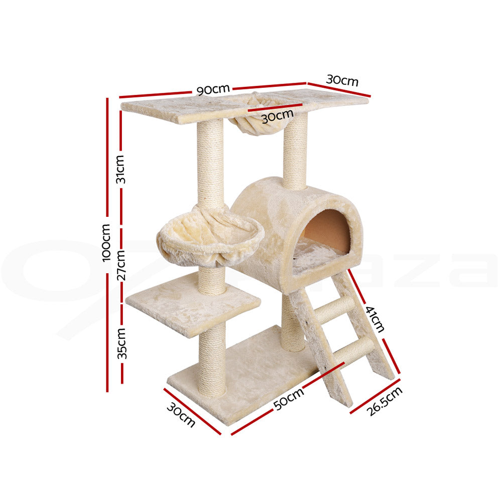 I.Pet Cat Tree Tower Scratching Post Scratcher Wood Condo Bed Toys Play Ladder
