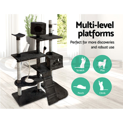 I.Pet Cat Tree Tower Scratching Post Wood Scratcher Condo Toys Trees Bed Large