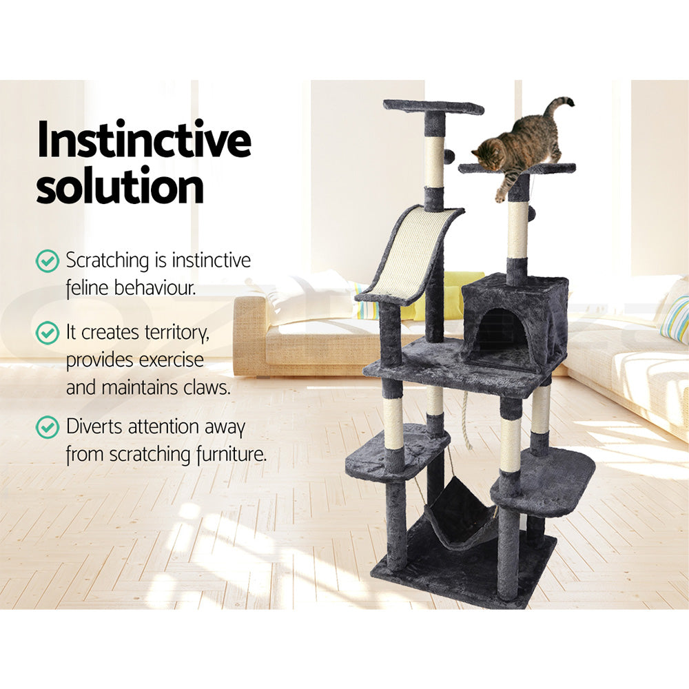 I.Pet Cat Tree Tower Scratching Post Wood Scratcher Condo Toys Trees Bed Large
