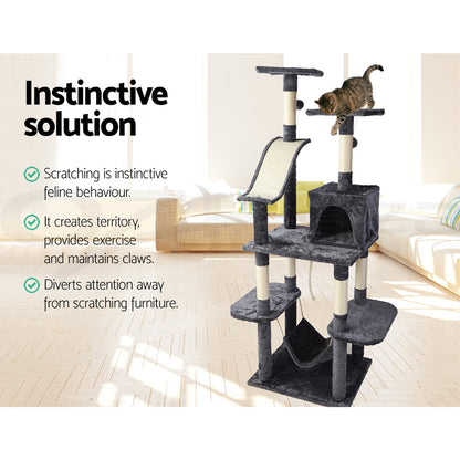 I.Pet Cat Tree Tower Scratching Post Wood Scratcher Condo Toys Trees Bed Large