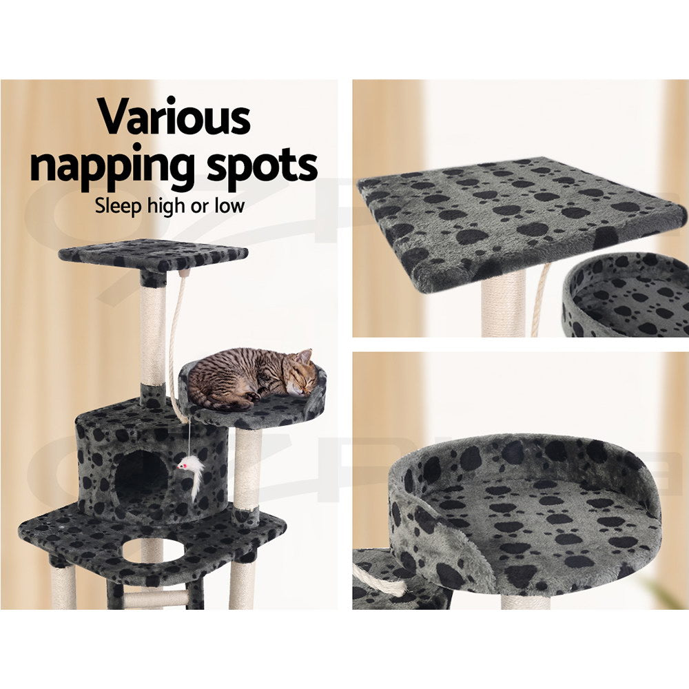 I.Pet Cat Tree Tower Scratching Post Scratcher Wood Condo Bed Toys Play Ladder