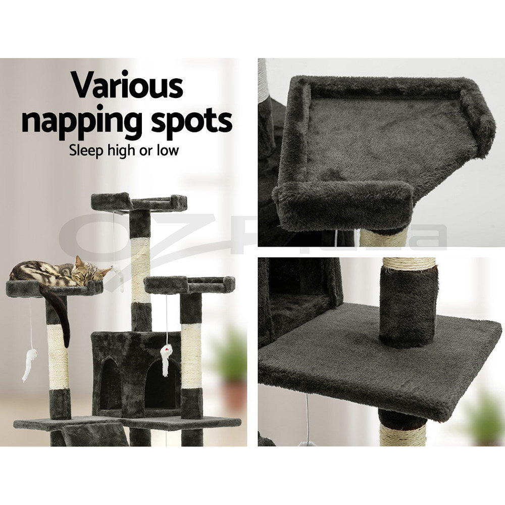 I.Pet Cat Tree Tower Scratching Post Wood Scratcher Condo Toys Trees Bed Large