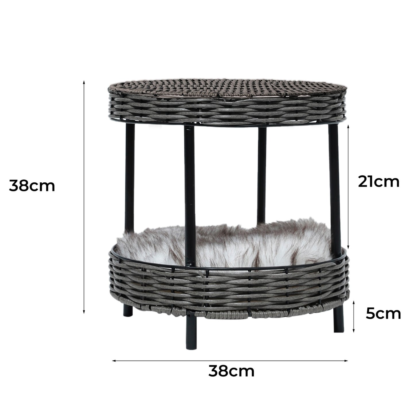 Pawz Elevated Rattan Pet Bed - Stylish Wicker Basket Kennel for Cats and Dogs