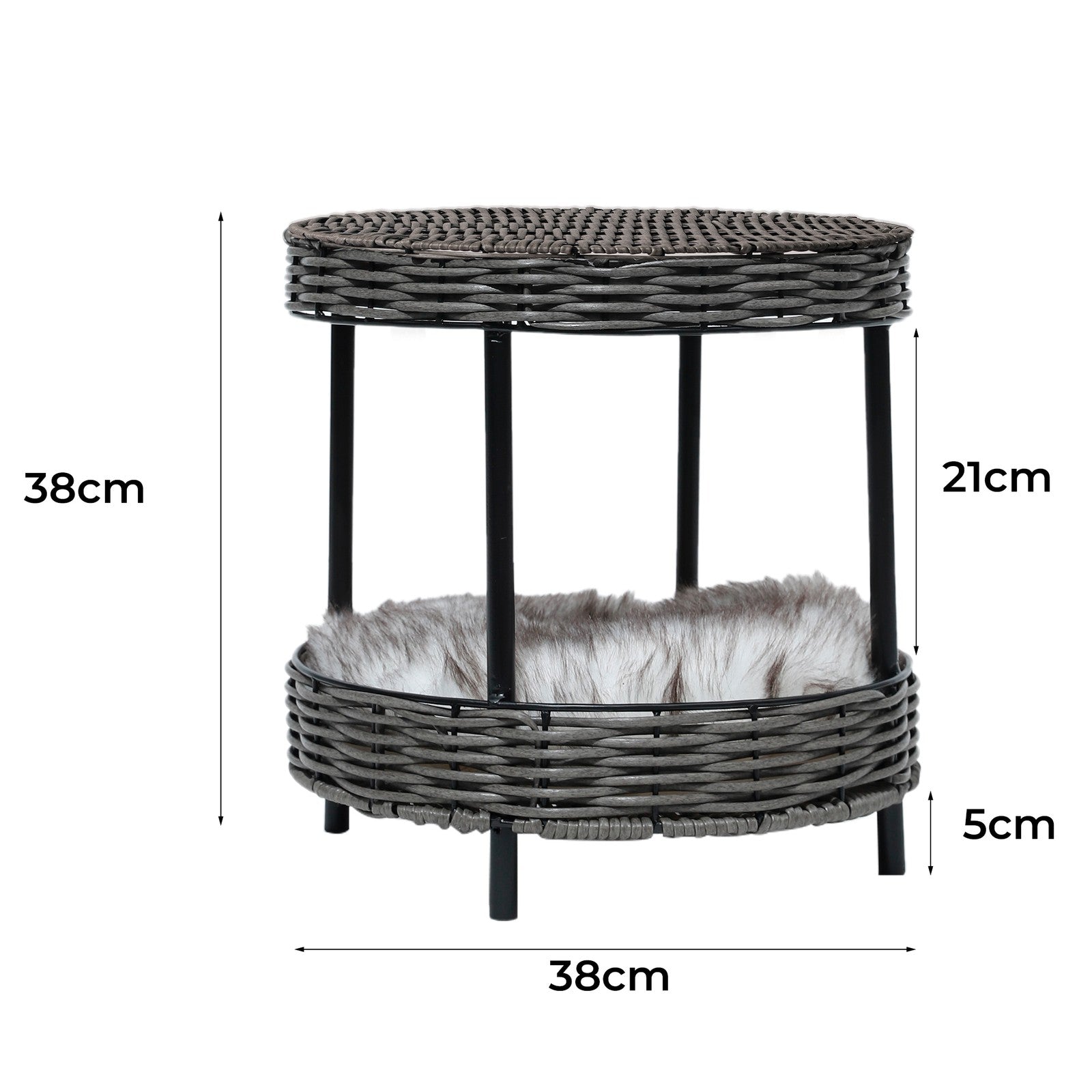Pawz Elevated Rattan Pet Bed - Stylish Wicker Basket Kennel for Cats and Dogs