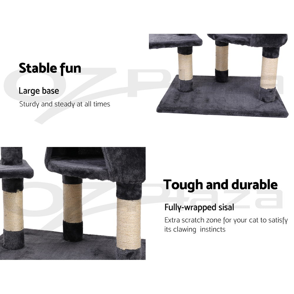 I.Pet Cat Tree Tower Scratching Post Scratcher Wood Condo Bed Toys Play Ladder