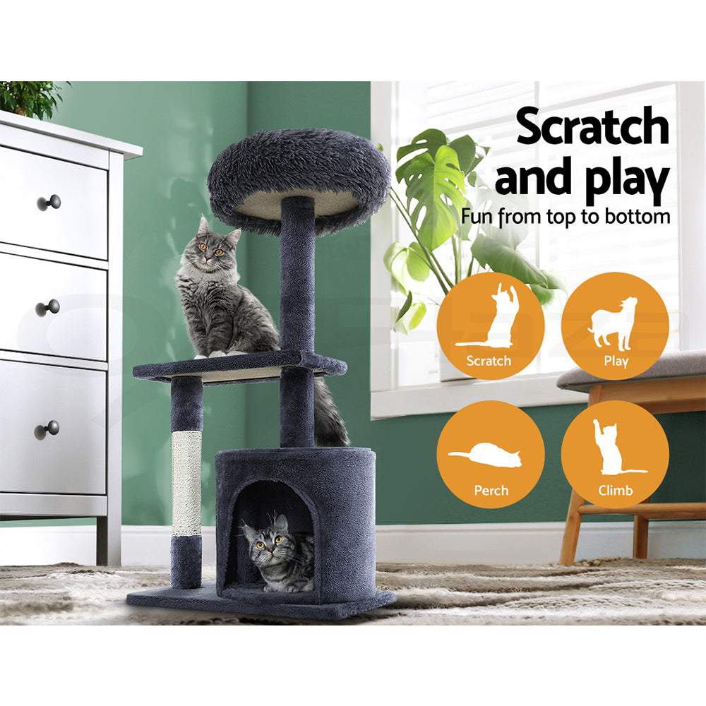 I.Pet Cat Tree Tower Scratching Post Scratcher Wood Condo Bed Toys Play Ladder