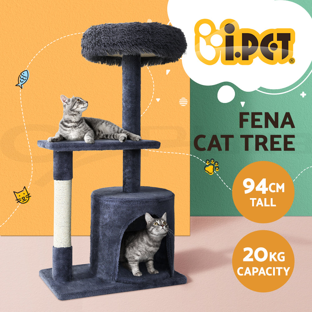 I.Pet Cat Tree Tower Scratching Post Scratcher Wood Condo Bed Toys Play Ladder