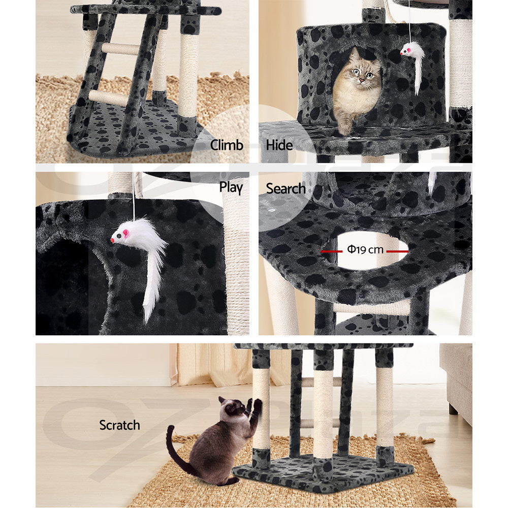 I.Pet Cat Tree Tower Scratching Post Scratcher Wood Condo Bed Toys Play Ladder