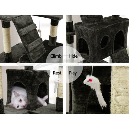 I.Pet Cat Tree Tower Scratching Post Wood Scratcher Condo Toys Trees Bed Large