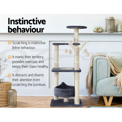 I.Pet Cat Tree Tower Scratching Post Scratcher Wood Condo Bed Toys Play Ladder