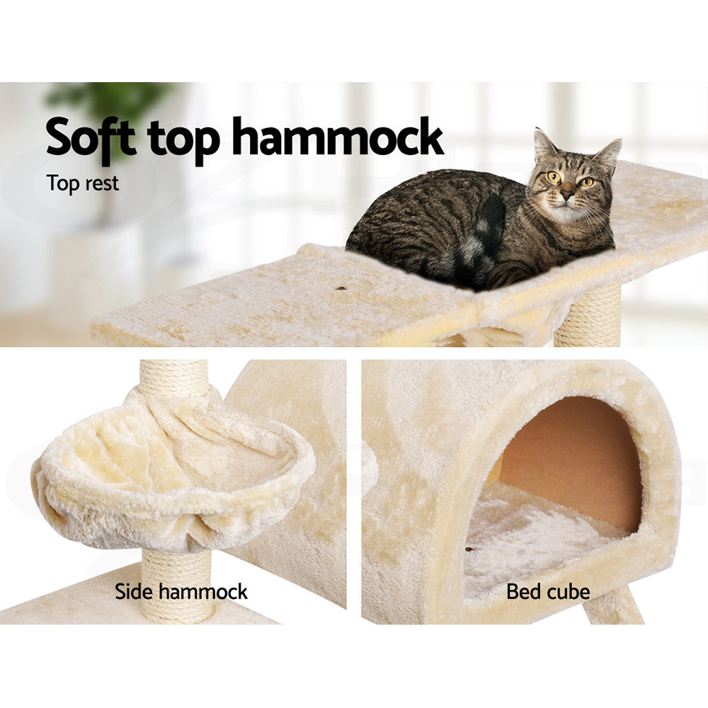 I.Pet Cat Tree Tower Scratching Post Scratcher Wood Condo Bed Toys Play Ladder