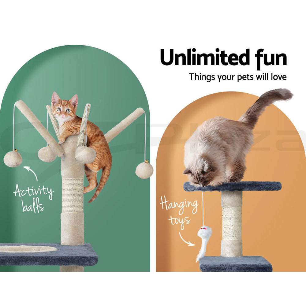 I.Pet Cat Tree Tower Scratching Post Scratcher Wood Condo Bed Toys Play Ladder