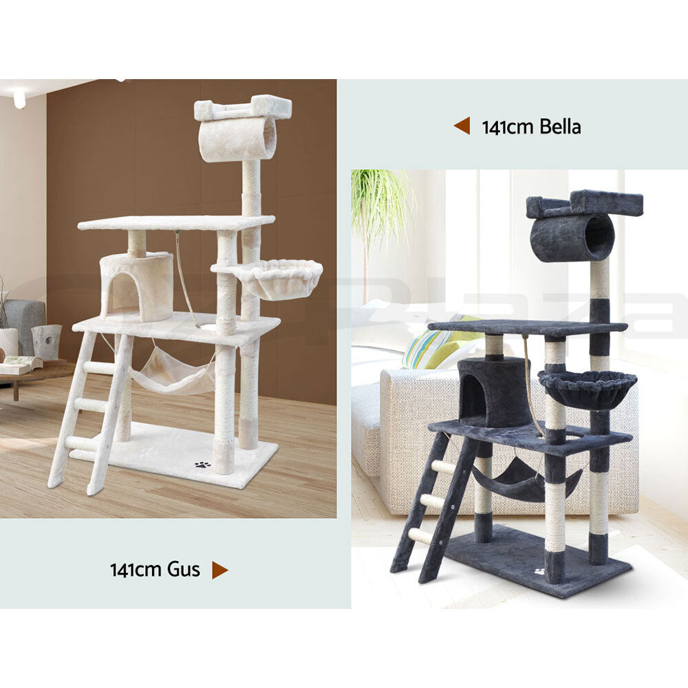 I.Pet Cat Tree Tower Scratching Post Scratcher Wood Condo Bed Toys Play Ladder