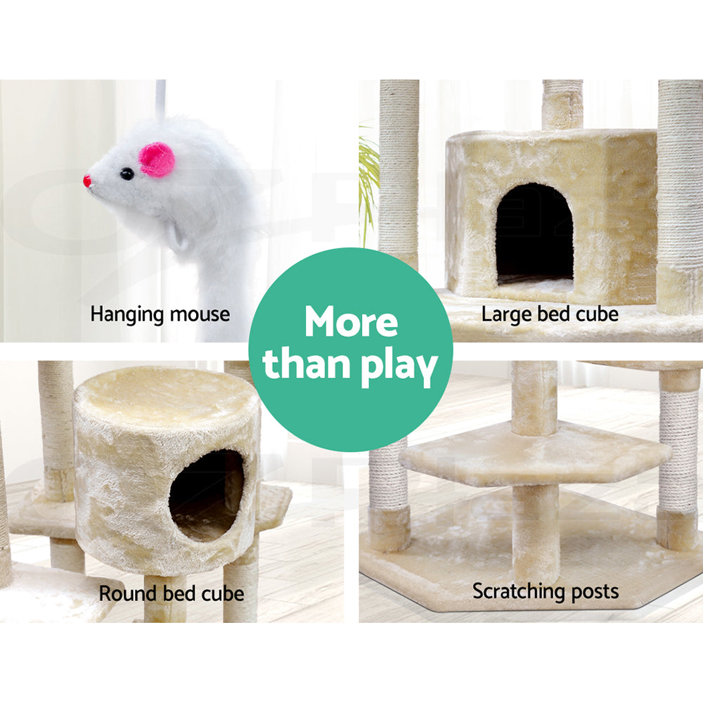 I.Pet Cat Tree Tower Scratching Post Wood Scratcher Condo Toys Trees Bed Large
