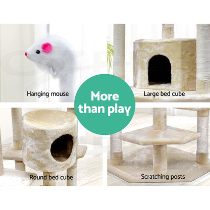I.Pet Cat Tree Tower Scratching Post Wood Scratcher Condo Toys Trees Bed Large