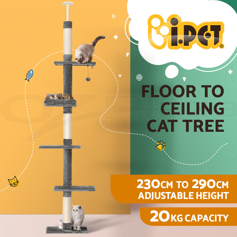 I.Pet Cat Tree Tower Scratching Post Wood Scratcher Condo Toys Trees Bed Large