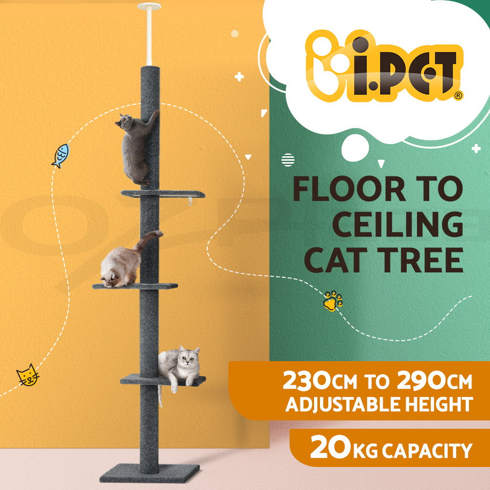 I.Pet Cat Tree Tower Scratching Post Wood Scratcher Condo Toys Trees Bed Large