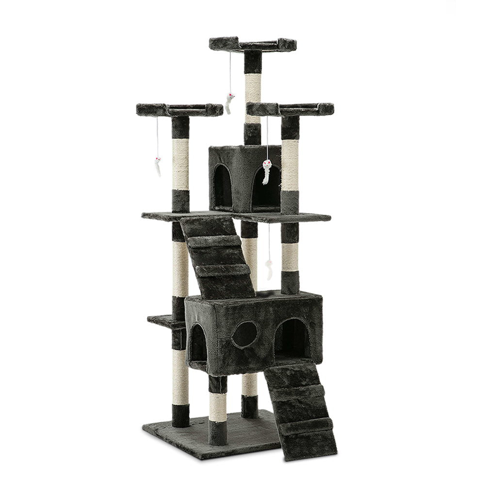 I.Pet Cat Tree Tower Scratching Post Wood Scratcher Condo Toys Trees Bed Large