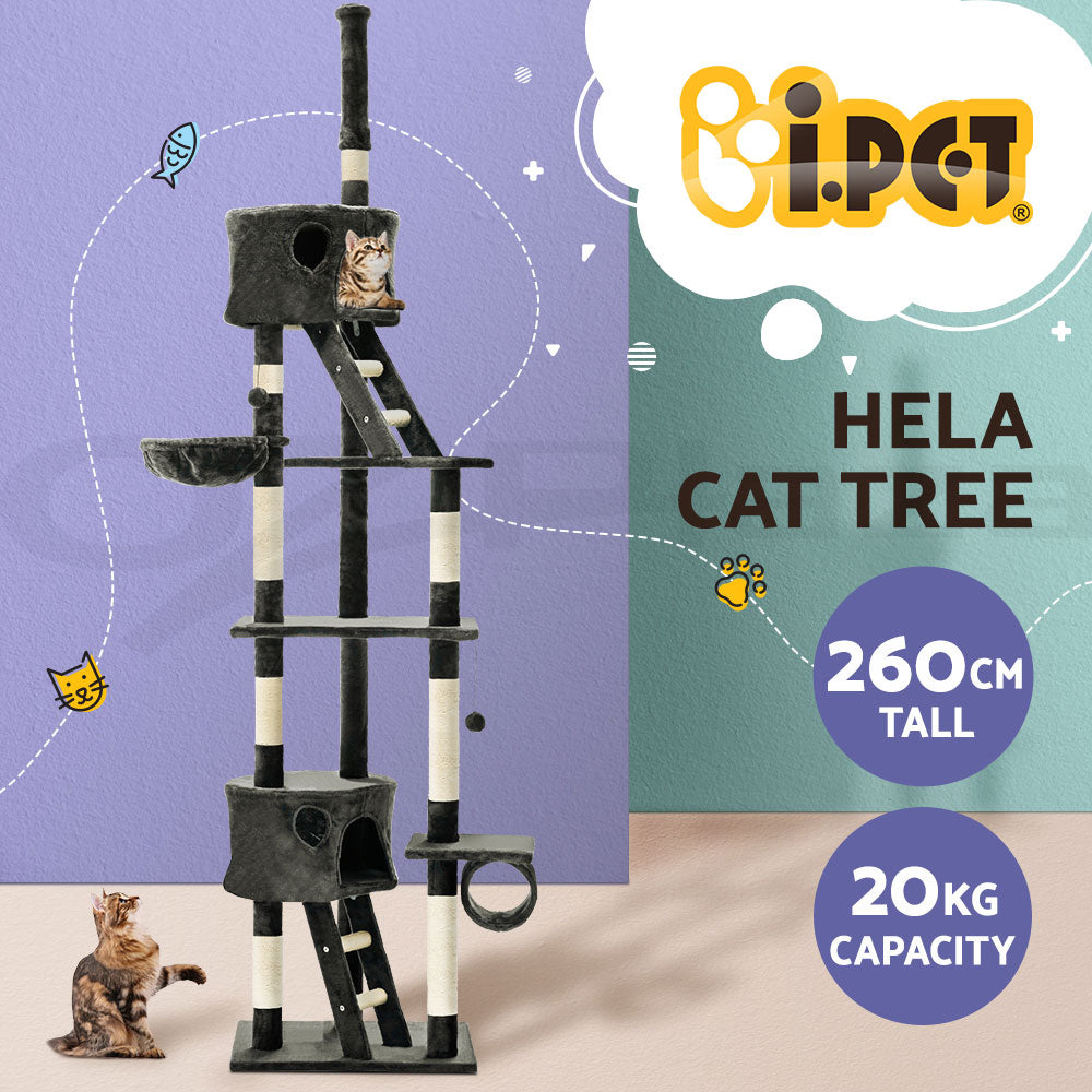 I.Pet Cat Tree Tower Scratching Post Wood Scratcher Condo Toys Trees Bed Large